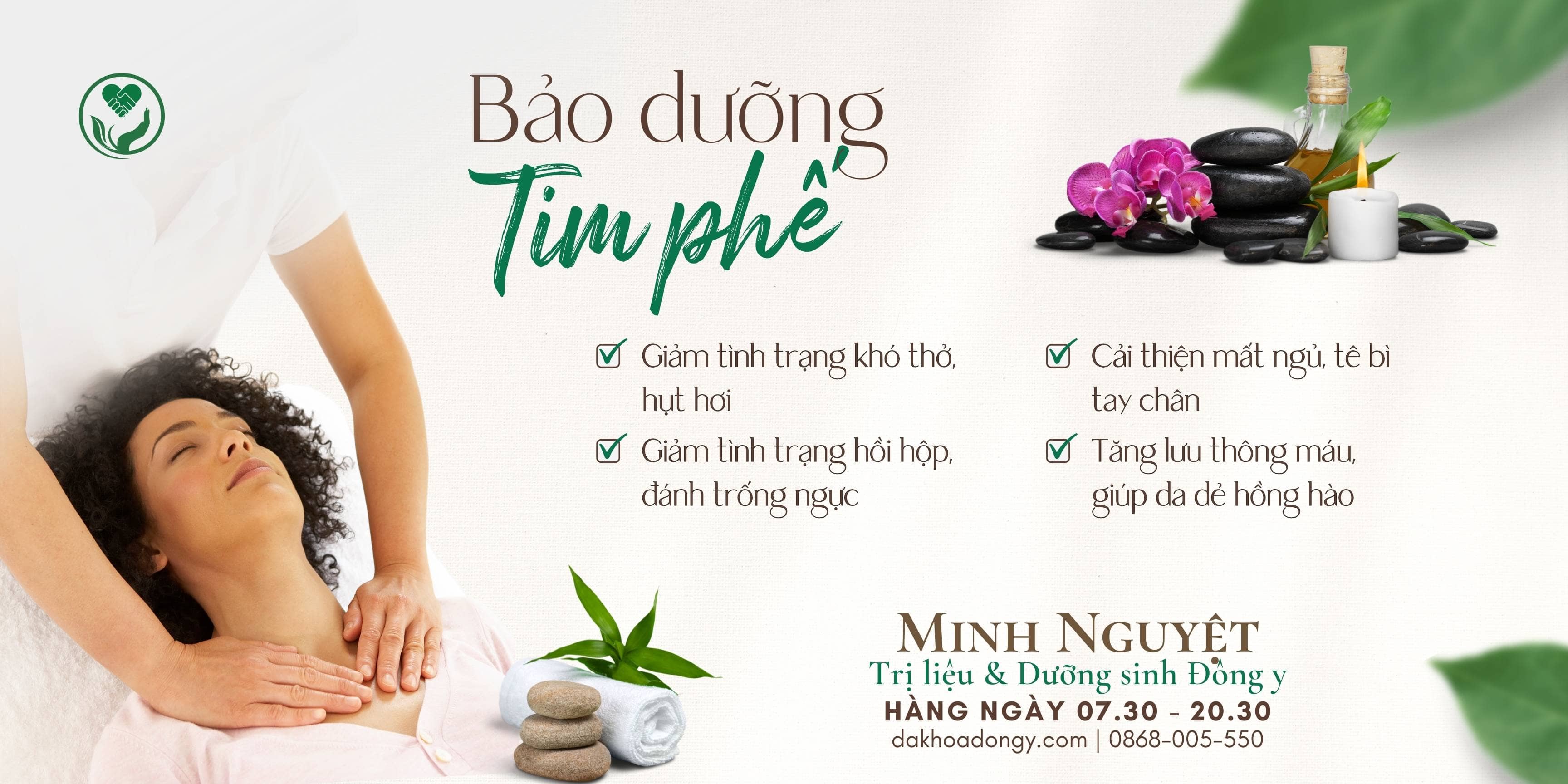 Massage Dưỡng sinh Đông y Bảo dưỡng Tim phổi tại Minh Nguyệt